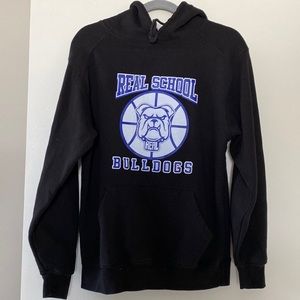 Real School Bulldog hoodie. Size Small Unisex.